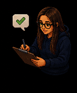Imagen de Kamila organizando el trabajo del equipo
