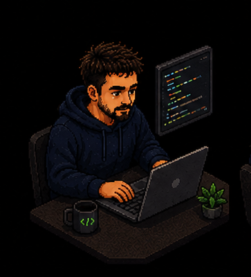 Imagen de Martín trabajando en su escritorio